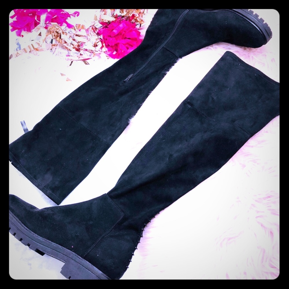 Kendall&Kylie black tall micro suede boots 10M